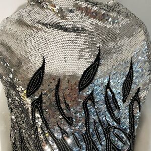Glamorous Silver Sequin Blouse - vintage